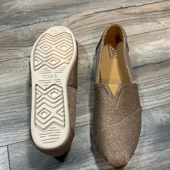 TOMS Rose Gold Sparkle Knit Alpargata Cloudbound W10 - Picture 2 of 3